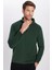 Standart Fit Rahat Kesim Tüylenme Yapmayan Soğuk Geçirmez Dik Yaka Haki Polar Sweatshirt 2