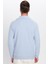 Unisex Relax Fit Rahat Kesim Fitilli Desenli Pamuklu Yarım Fermuarlı Mavi Dik Yaka Sweatshirt 5
