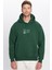 Oversize Geniş Kesim Pamuklu Yumuşak Dokulu Içi Polarlı Baskılı Yeşil Kapüşonlu Sweatshirt 5