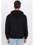 Relax Fit Rahat Kesim Pamuklu Içi Polarlı Yarım Fermuarlı Siyah Kapüşonlu Sweatshirt 5