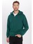 Relax Fit Rahat Kesim Pamuklu Içi Polarlı Yarım Fermuarlı Haki Kapüşonlu Sweatshirt 1
