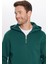 Relax Fit Rahat Kesim Pamuklu Içi Polarlı Yarım Fermuarlı Haki Kapüşonlu Sweatshirt 2