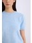 Regular Fit Bisiklet Yaka Basic Düz Triko Kısa Kollu Tişört Kazak E3214AX24WN 5