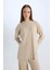 Relax Fit Bisiklet Yaka Basic Düz Triko Tunik Kazak E2938AX24WN 3