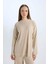 Relax Fit Bisiklet Yaka Basic Düz Triko Tunik Kazak E2938AX24WN 4