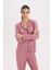 Fall in Love Pijama Takımı Regular Fit Uzun Kollu Üst Uzun Alt E1804AX24WN 4