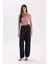 Slim Fit Dar Kesim Kayık Yaka Basic Düz Uzun Kollu Bluz D5300AX24AU 2