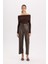 Culotte Yüksek Suni Deri Kışlık Pantolo Bel Crop Fit Crop D5251AX24AU 4