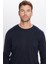 Erkek Slim Fit Bisiklet Yaka Lacivert Triko Kazak 4