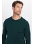 Erkek Slim Fit Bisiklet Yaka Yeşil Triko Kazak 1