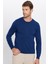 Erkek Slim Fit Dar Kesim Bisiklet Yaka Lacivert Triko Kazak 2