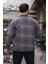 Füme Bordo Kareli Kapitone Detaylı Regular Fit CEKET-2453 2
