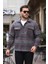 Füme Bordo Kareli Kapitone Detaylı Regular Fit CEKET-2453 3