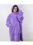 Rahat ve sıcacık peluş polar giyilebilir battaniye pijama, konforlu uyku keyfi için ideal, mor-lila. 3