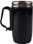 Tekno Trust Çift Katmanlı Kauçuk Taban 250ML Parlak Siyah Kulplu Paslanmaz Çelik Termos Bardak Mug Kupa Kahve 1