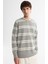 Erkek Gri Bisiklet Yaka Çizgili Elastan Sweatshirt A42y1292 2