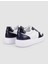 %100 Hakiki Deri Beyaz - Lacivert Croco Detaylı Erkek Sneaker 3