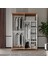 Ücretsiz Montaj - %100 MDF Bohem 4 Kapaklı Aynalı Atlantik Çam Beyaz Gardırop - MDF Dolap - Elbise Dolabı 4