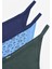 Navy Simple Floral Pamuklu 3lü Çok Renkli Brazilian Külot 5