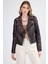 Fermuarlı Suni Deri Crop Biker Ceket 1