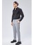 Erkek Beli Yarım Lastikli Slim Fit Chino Crop Pantolon Koyu Gri 2