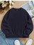 Oversize Bisiklet Yaka Basic Düz Sweatshirt - Lacivert 1