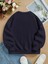 Oversize Bisiklet Yaka Basic Düz Sweatshirt - Lacivert 2