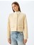 Crop Blazer Ceket Yakasız Kapaklı Çift Cep Detaylı Slim Fit 3