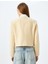 Crop Blazer Ceket Yakasız Kapaklı Çift Cep Detaylı Slim Fit 4