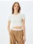 Basic Kısa Kollu Bisiklet Yaka Slim Fit Crop Kaşkorse Tişört 3