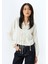 Rahat Kalıp Viskon Keten Karışımlı Uzun Kollu Dokulu Fiyonk Bağlama Detaylı Bluz 2