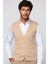 Slim Fit Kare Desenli Taş Rengi Erkek Yelek 1