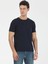 Lacivert Bisiklet Yaka Pamuk Karışımlı T-Shirt 1