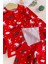 Yılbaşı Temalı Pamuk Unisex Kırmızı Çocuk Pijama Takımı 4