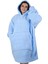 Mavi Peluş Polar Giyilebilir Battaniye Pijama, sıcak ve rahat uyku konforu sağlar. 1