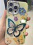 iPhone 15 Pro Uyumlu Lens Korumalı Simli Kelebekli Çiçekli Kılıf 3