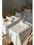 Creaminhome Gri Çizgilimasa Örtüsü Takımı 3