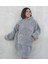 Gri Welsoft peluş polar giyilebilir battaniye ve pijama, sıcak ve konforlu kullanım sağlar 4