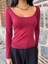 Kadın Bordo Kayık Yaka Pamuklu Body 28338 2