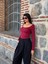 Kadın Bordo Kayık Yaka Pamuklu Body 28338 3