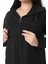 Kadın Büyük Beden Siyah Taş Detaylı Ön Fermuarlı Yanları Çıtçıt Düğmeli Astarsız Mont 65N38386 10