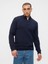 Erkek Lacivert Henley Düğmeli Balıkçı Yaka Kazak 1