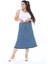 Kadın Büyük Beden Mavi Kup Detaylı Etek Ucu Pis Dikişli Likralı Kot Etek 65N38292 1