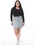Kadın Büyük Beden Mavi Yıkama Efektli Kot Etek 65N38500 1