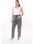 Kadın Büyük Beden Gri Yüksek Bel 5 Cepli Kot Pantolon 65N38477 4