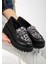 Kadın Siyah Cilt Leopar Detaylı Loafer Ayakkabı 4
