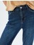 Yüksek Bel Kot Pantolon Düz Paça Düğmeli Cepli Pamuklu - Slim Straight Fit Jeans 5