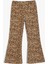 Ispanyol Paça Pantolon Leopar Desenli Beli Lastikli Şardonlu 1