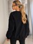 Kadın Bisiklet Yaka Basic Oversize Sweatshirt Siyah 3