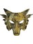 Eskitme Altın Renk Tam Yüz Arkadan Lastikli Kurt Şeklinde Halloween Maskesi 1
